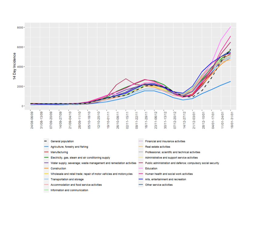 Monitoring Belgian COVID-19 infections in work sectors [Molenberghs et al. 2022]